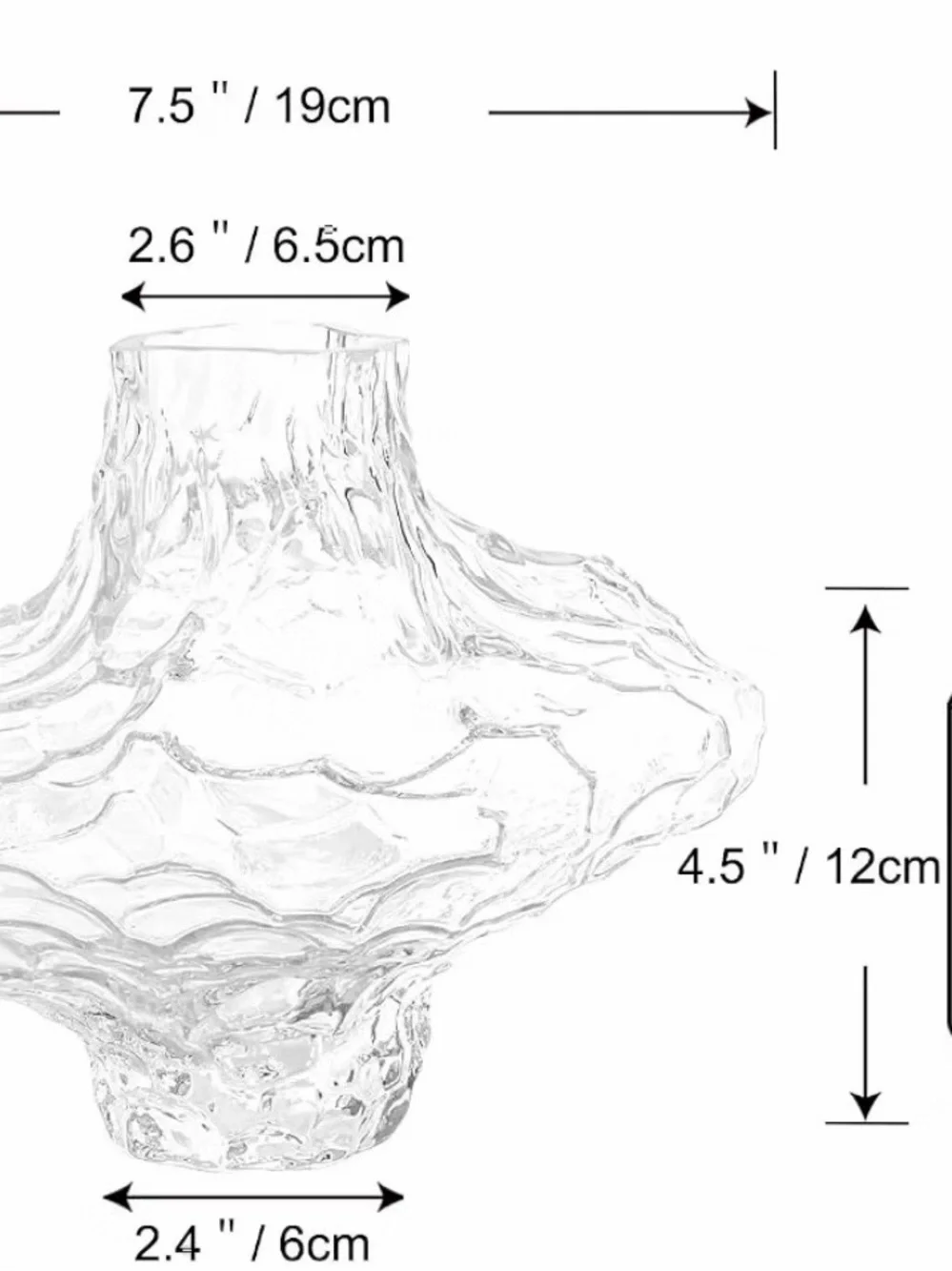 Clear Textured Glass Decorative Vase -